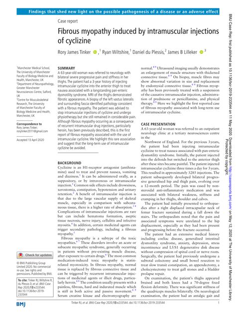 Fibrous myopathy induced by intramuscular injections of cyclizine