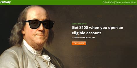 Fidelity100. Open an eligible Fidelity account with $50 or more and get a $100 cash reward. This special offer is only available for a limited time, so don't miss this opportunity to boost … 