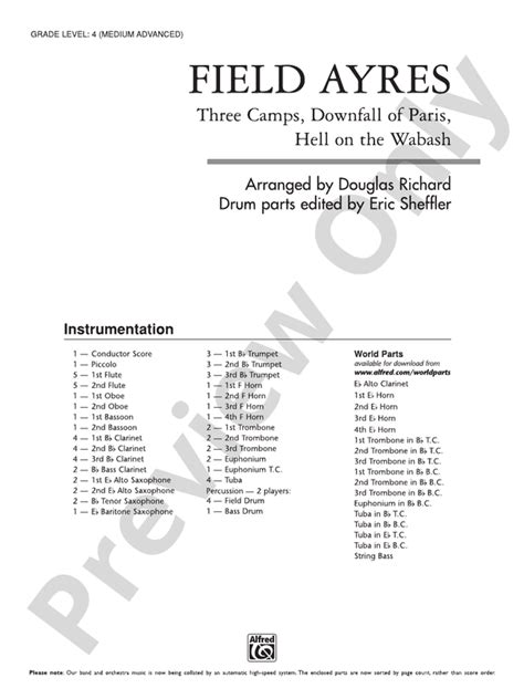 Field Ayres: Concert Band Conductor Score & Parts Alfred Music