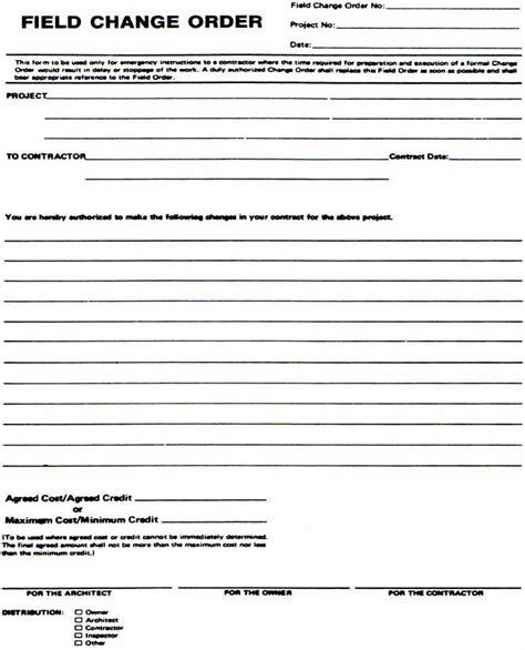 Field Change Order Form in Construction Project PAKTECHPOINT