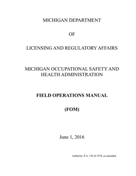 Field Operations Manual - Chapter 9 Occupational Safety and …