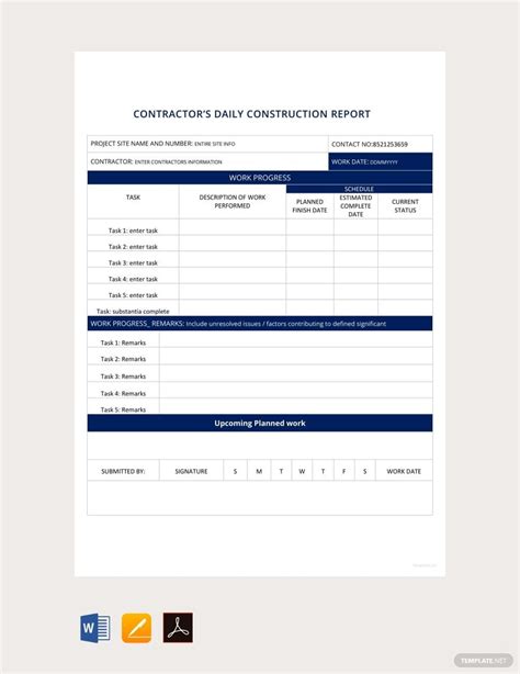 Field Report Template Construction