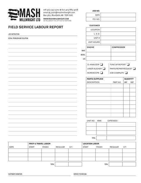 Field Service Report Template Excel Excel Templates