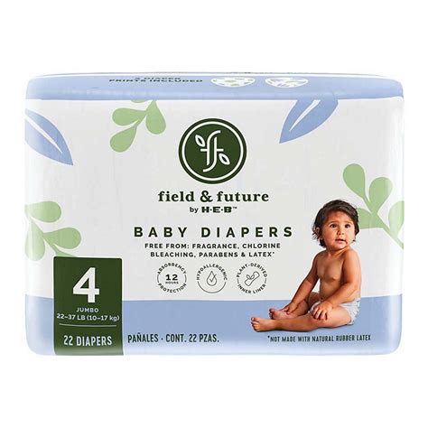 Field and future diapers. Field & Future by H-E-B diapers offer you the same 12 hour wetness protection made from materials you can trust. Free from artificial fragrances, chlorine bleaching, parabens and latex, these baby diapers offer superior softness for baby’s sensitive skin. 