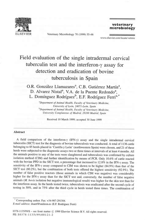 Field evaluation of the single intradermal cervical tuberculin test …