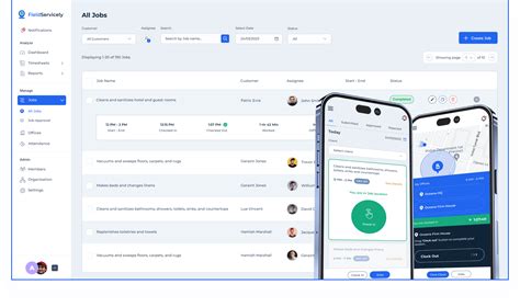 Field service admin app.  Schedule jobs, dispatch, track progress, with employee l...