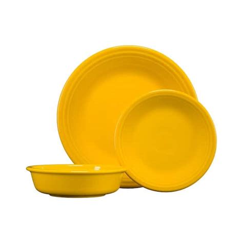 Fiesta 3-Piece Casual Daffodil Ceramic Dinnerware Set …