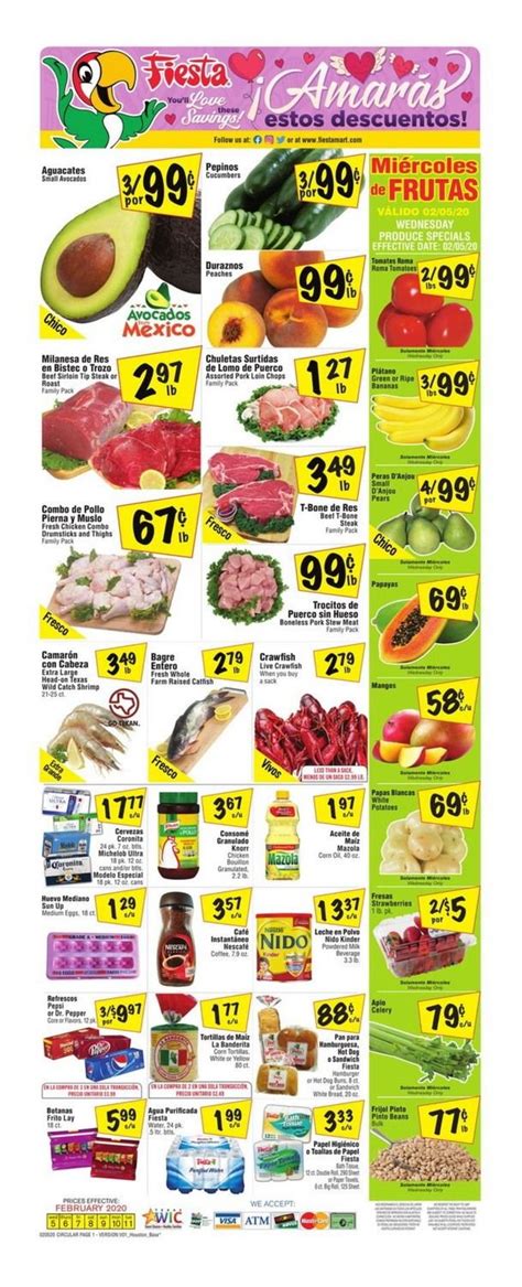 Fiesta mart weekly ad. January 24, 2024. Discover the current Fiesta Mart weekly ad, valid from Jan 24 –Jan 30, 2024. Fiesta Mart has special promotions running all the time and you can find great savings in select departments and throughout the store every other week. Choose from an assortment of premium products for you, such as Fresh Chicken Drumsticks or ... 