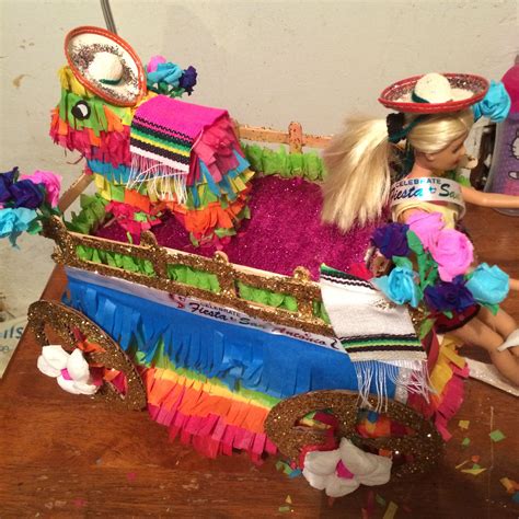 Fiesta shoebox float. Fiesta Especial Medals will sell for $3-$10 each, and pins for $1-$3 each. Other merchandise items will be available at prices ranging from $1 - $10. SHOEBOX FLOAT DISPLAY. You must bring your floats with the Shoebox Display form affixed to your classroom entry. Reminder: only 1 entry per classroom. 