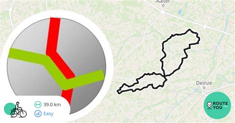 Fietsroute Tielt - Tielt West-Vlaanderen B Afstand 47.4 km