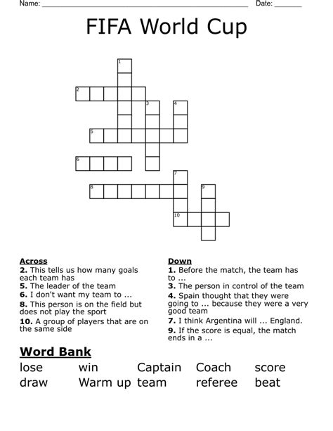 Fifa world cup cheer crossword clue. 2019 Fifa Women’s World Cup Winner Crossword Clue Answers. Find the latest crossword clues from New York Times Crosswords, LA Times Crosswords and many more. Enter Given Clue. Number of Letters (Optional) ... World Cup cheer 3% 11 OLGACARMONA: Scorer of Spain's winner in the 2023 FIFA Women's World Cup final … 