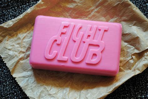 Fight club soap. Before watching Fight Club, I actually fell in love with the movie cover first where Tyler is holding up the bar of soap. I know they create soap using human fat and lye, however the significance of the soap just went over my head. Is it because Fight Club is the cleansing of man i 
