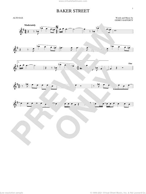 Fighters Baker Street sheet music for alto saxophone solo [PDF]