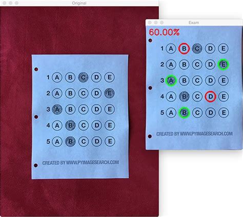 Figure 12 Building a bubble sheet scanner and test grader using Python