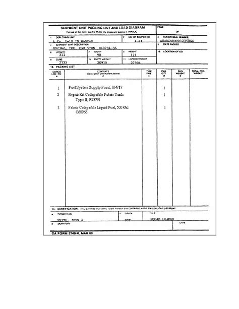 Figure 22. DA Form 5748R (Shipment Unit Packing List and Load Diagram).