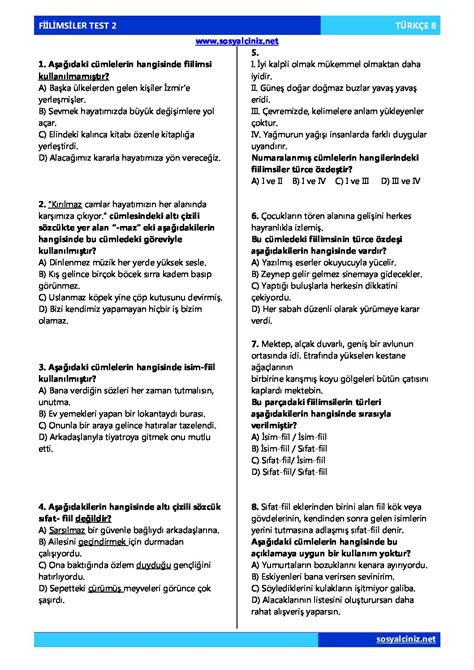 Fiilimsiler Test 2 - 8.