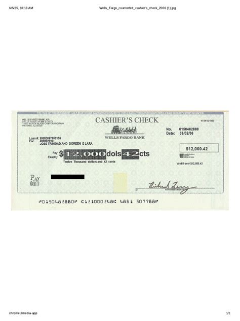File Wells Fargo Counterfeit Cashier S Check 2006 Jpg Wikimedia Commons