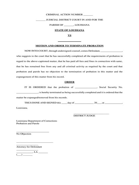 Fill, Edit and Print Motion and Order to Terminate Probation Form Online SellMyForms