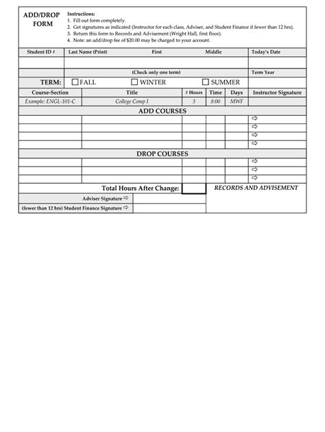 Fill Free fillable Add Drop Form Student Input Document17 PDF form