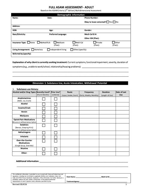 Fill Free fillable Adult Asam Assessment E Form PDF form