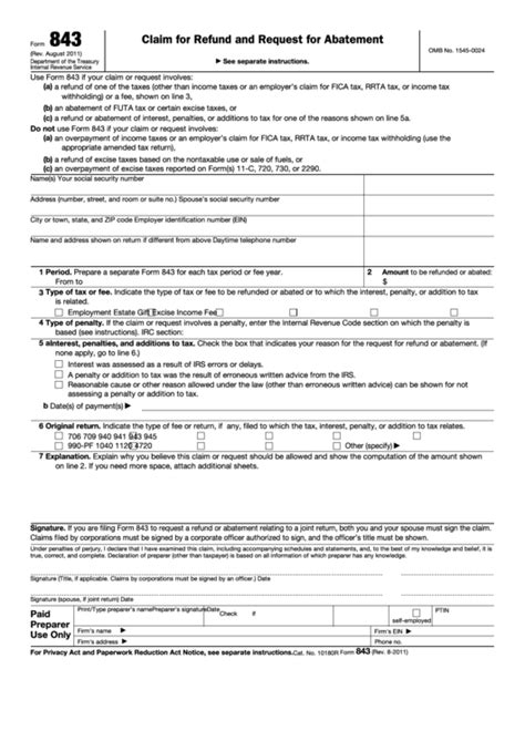 Fill Free fillable Claim for Refund and Request for Abatement Form