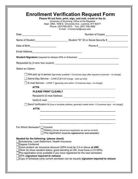 Fill Free fillable Enrollmentverificationrequest Request for