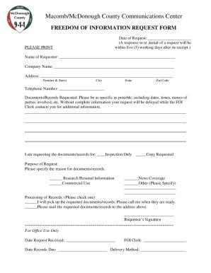 Fill Free fillable FOIA Request Form 2015 PDF form