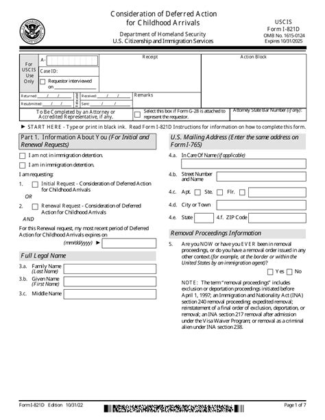 Fill Free fillable Form I821D Consideration of Deferred Action for