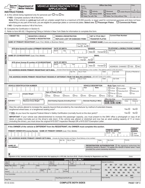 Fill Free fillable Mv82 VEHICLE REGISTRATION/TITLE APPLICATION PDF form