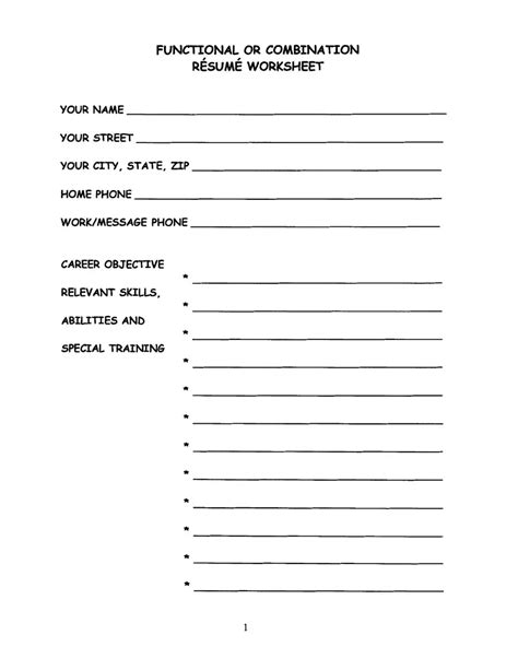 Fill In The Blank Resume Worksheet PDF Form FormsPal Worksheets Library