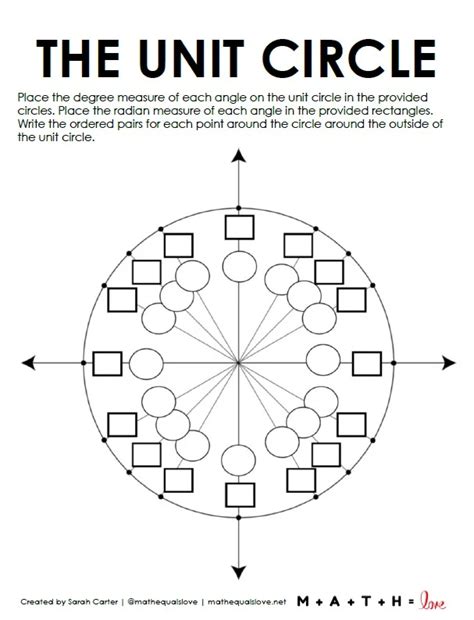 Fill in the Blank Unit Circle Chart Math = Love