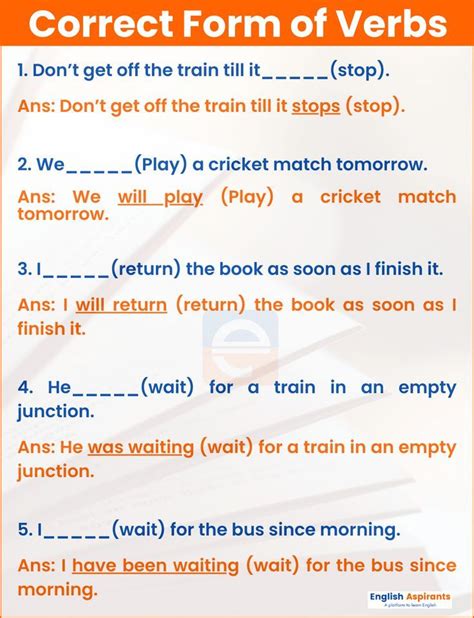 Fill in the Blanks with Correct Form of Verbs Correct Form of Verbs