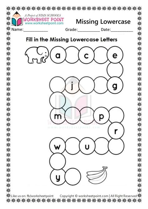 Fill in the Missing Lowercase Letters Worksheet Point