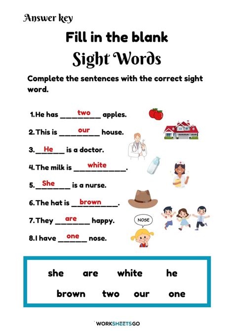 Fill in the blanks using sight words