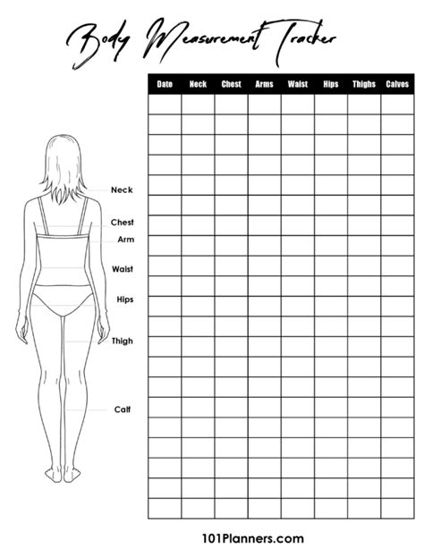 Fillable/Printable weekly body measurement chart to follow your progress.*edited version