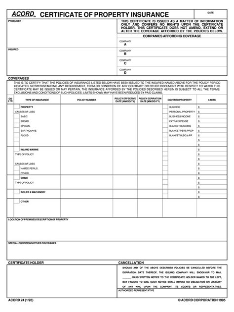 Fillable Acord Form 24 Universal Network