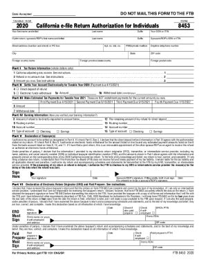 Fillable Form 8453Fid California EFile Return Authorization For