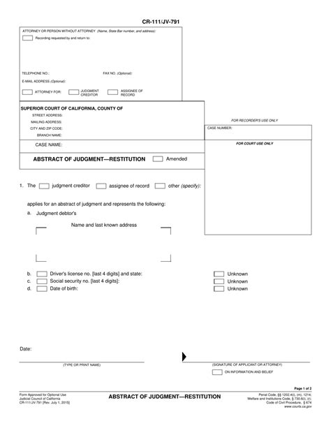 Fillable Form CR-111 ABSTRACT OF JUDGMENT—RESTITUTION