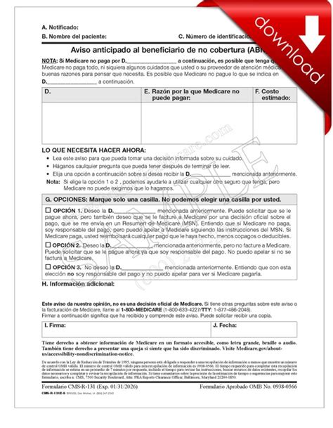 Fillable Form CmsR131 Advance Beneficiary Notice Of Noncoverage