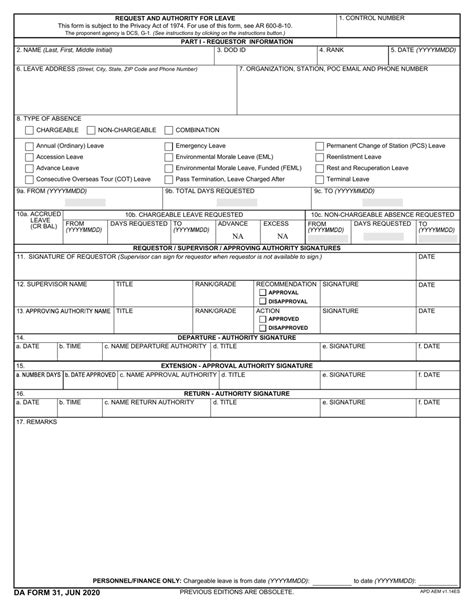 Fillable Form DA 31 or Request and Auth…