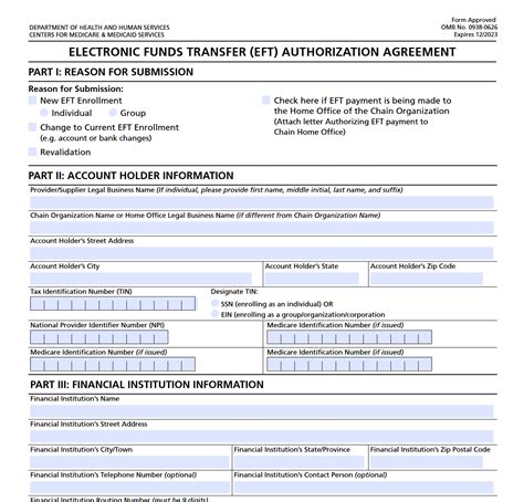 Fillable Form Eft Authorization Agreement For Electronic Funds