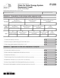 Fillable Form It255 Claim For Solar Energy System Equipment Credit