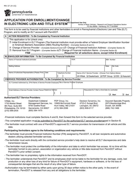 Fillable Form Mv37 Application For Enrollment Or Change In
