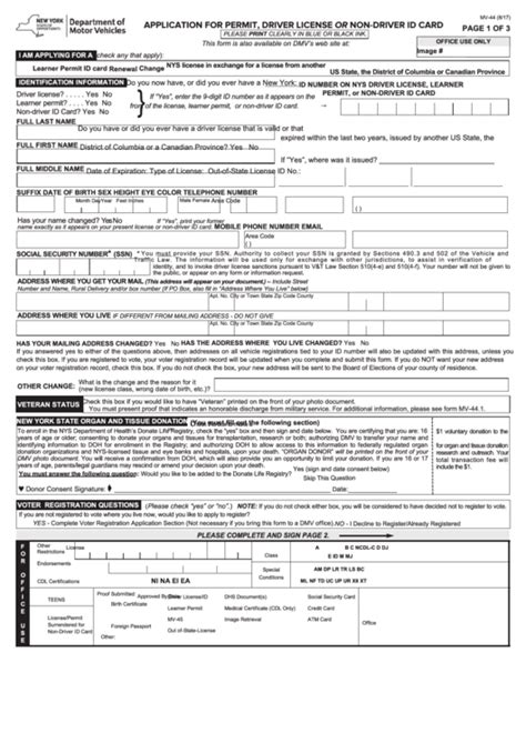 Fillable Form Mv44 Application For Driver License Or Nondriver Id