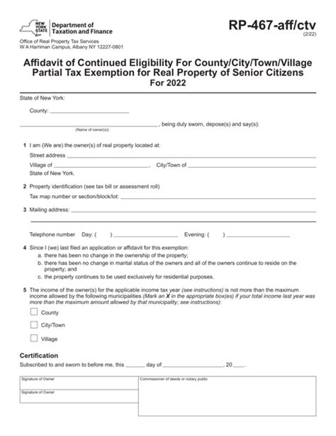 Fillable Form Rp467Aff/s Affidavit Of Continued Eligibility For