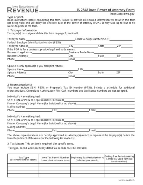 Fillable IA 2848 Iowa Power of Attorney Form (ADP)