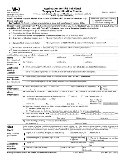 Fillable Itin Form Printable Forms Free Online