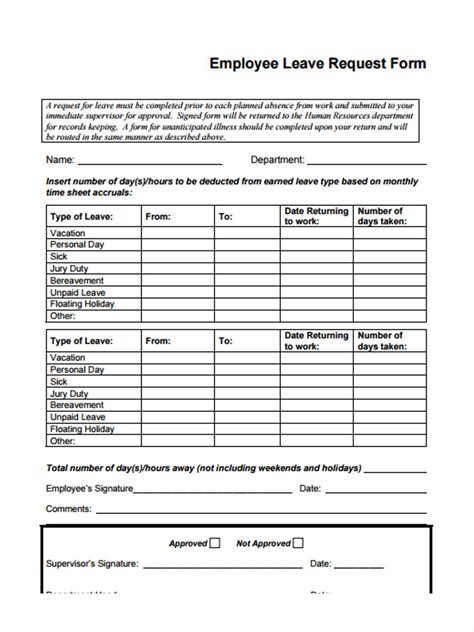 Fillable Leave Request Form Printable Forms Free Online