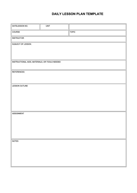 Fillable Lesson Plan Template