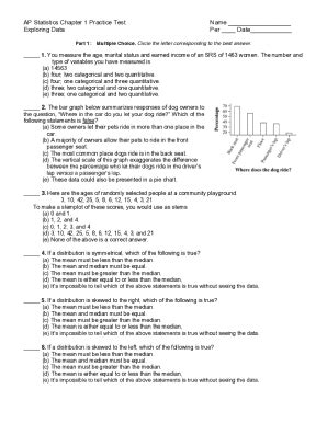 Fillable Online AP Statistics Chapter 1 Practice Test Exploring Data